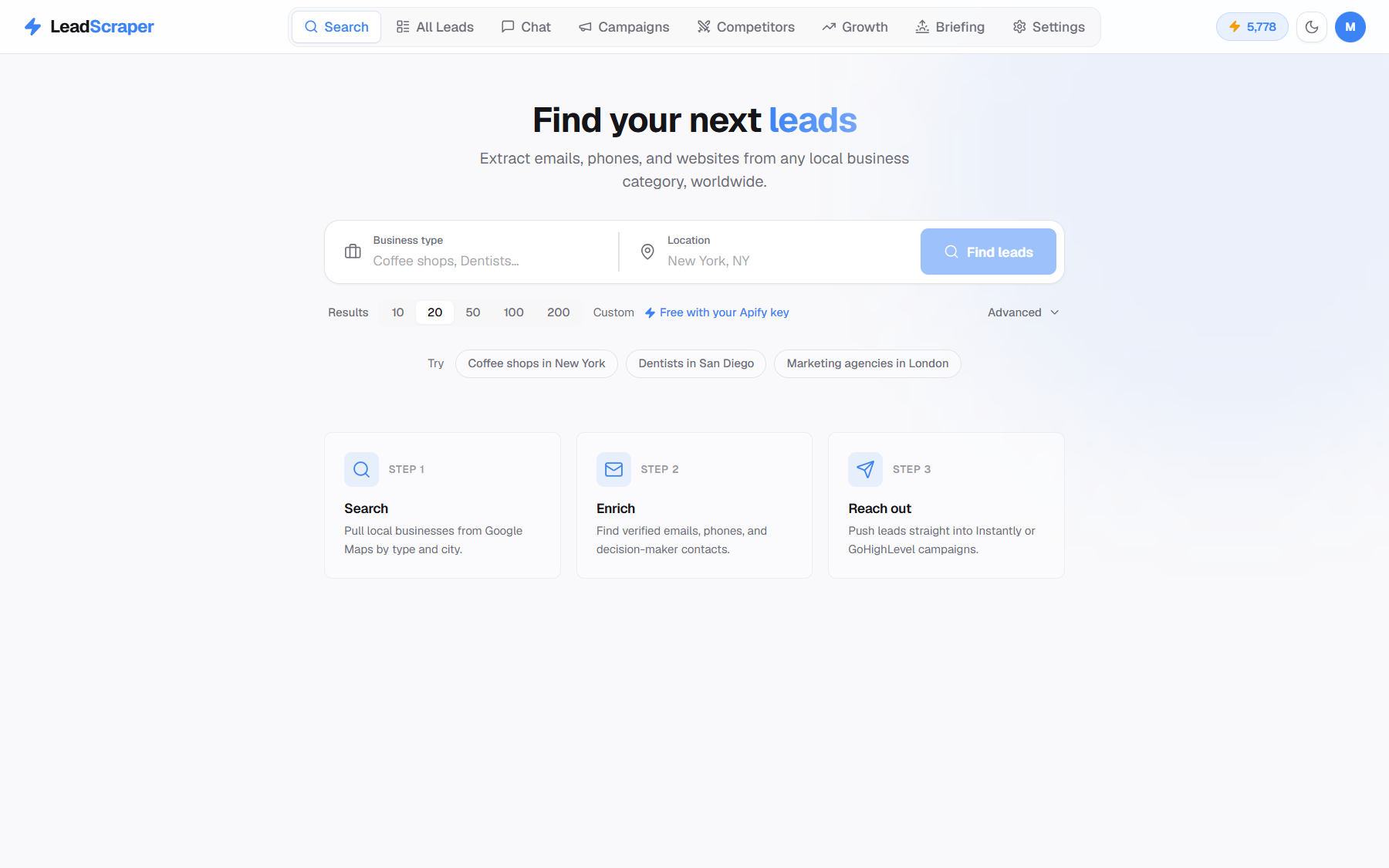 search screenshot